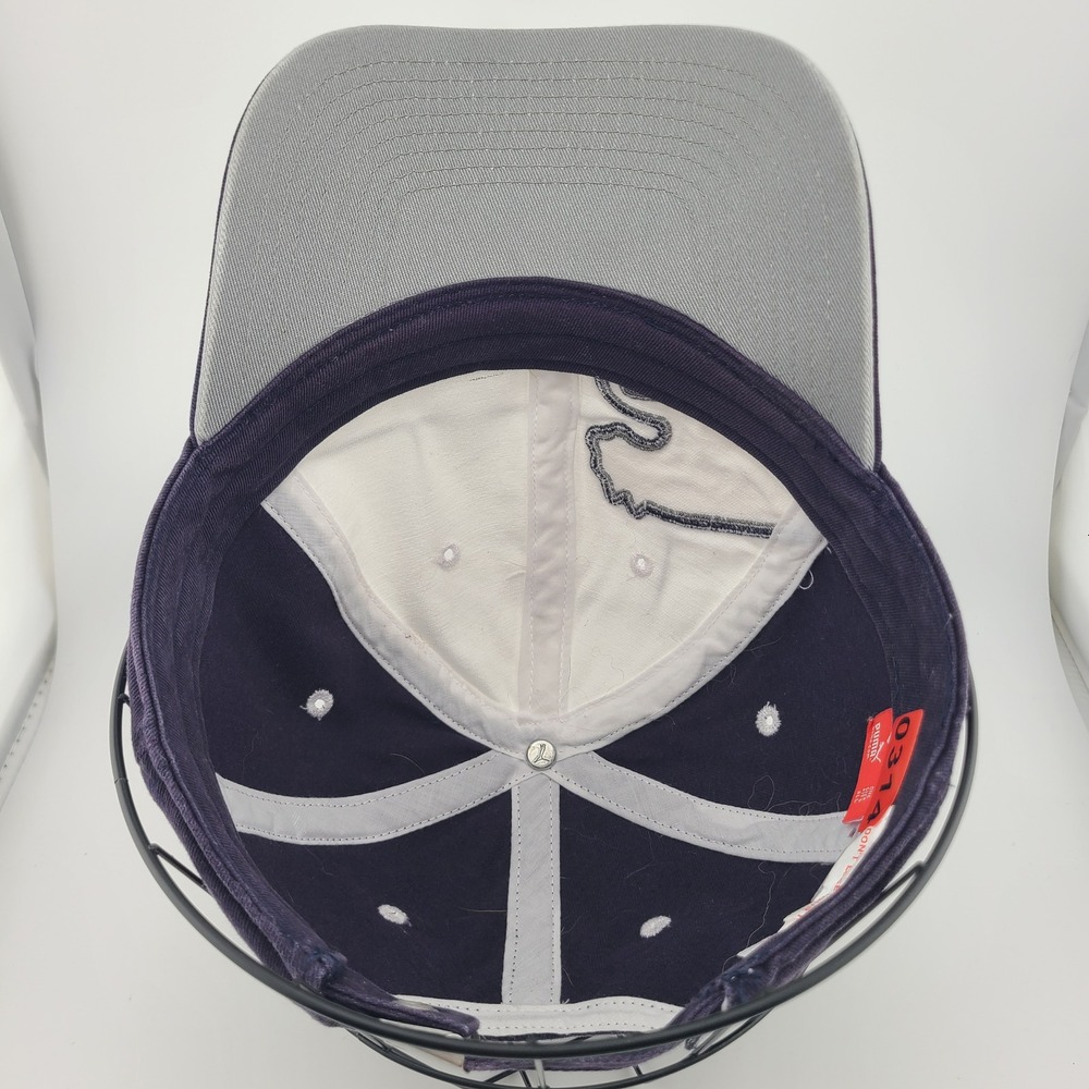 Puma Mens Adjustable Baseball Cap White Navy Blue Large Cat Logo OSFA Hat - Picture 6 of 7